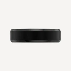 Black Titanium Bevelled Edge Mens Ring