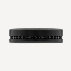 Black Titanium Black Cubic Zirconia Line Mens Ring