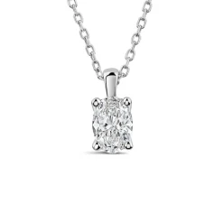 Born 9ct White Gold Lab Grown 0.30ct Diamond Oval Pendant