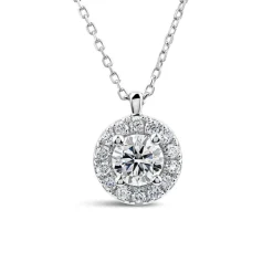 Born 9ct White Gold Lab Grown 0.52ct Halo Diamond Pendant