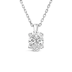 Born 9ct White Gold Lab Grown 0.50ct Diamond Oval Pendant
