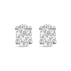 Born 9ct White Gold Lab Grown 0.50ct Diamond Oval Stud Earrings