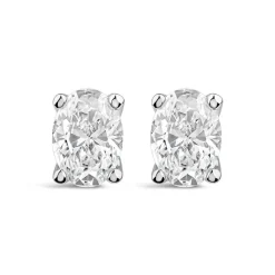 Born 9ct White Gold Lab Grown 0.80ct Diamond Oval Stud Earrings