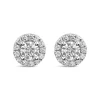 Born 9ct White Gold Lab Grown 0.82ct Diamond Halo Stud Earrings