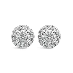 Born 9ct White Gold Lab Grown 1.06ct Diamond Halo Stud Earrings