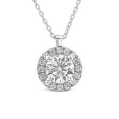 Born 9ct White Gold Lab Grown 0.83ct Halo Diamond Pendant