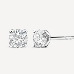 Born 9ct White Gold Lab Grown 1ct Diamond Brilliant Stud Earrings