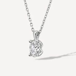 Born 9ct White Gold Lab Grown 0.30ct Diamond Oval Pendant