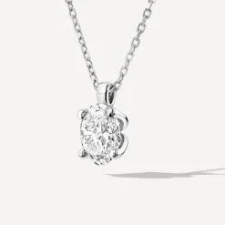 Born 9ct White Gold Lab Grown 0.50ct Diamond Oval Pendant