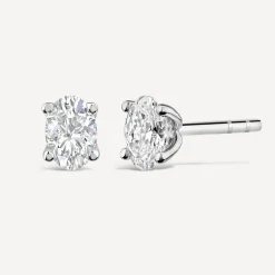 Born 9ct White Gold Lab Grown 0.50ct Diamond Oval Stud Earrings