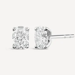Born 9ct White Gold Lab Grown 0.80ct Diamond Oval Stud Earrings