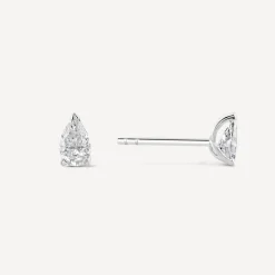 Born 18ct White Gold Lab Grown 0.50ct Diamond Pear Stud Earrings