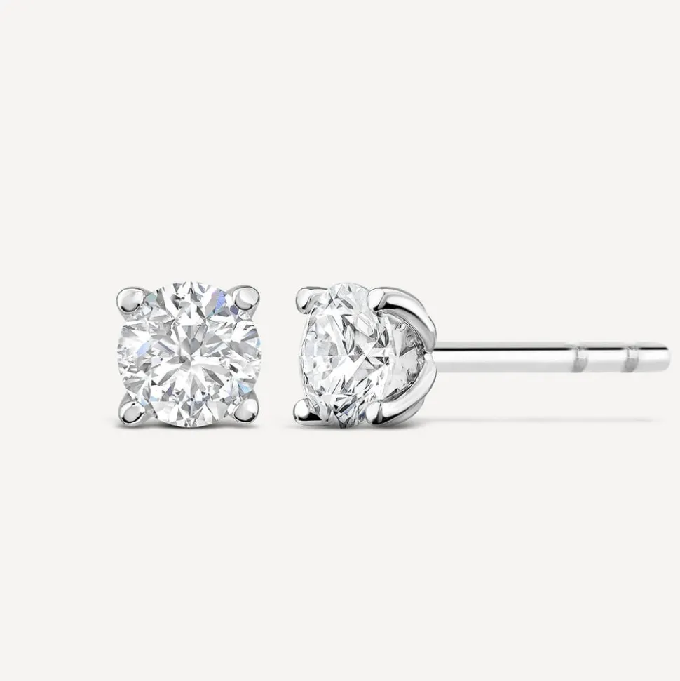 Born 9ct White Gold Lab Grown 0.80ct Diamond Brilliant Stud Earrings