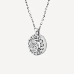 Born 9ct White Gold Lab Grown 0.83ct Halo Diamond Pendant