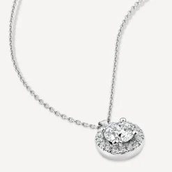 Born 9ct White Gold Lab Grown 0.83ct Halo Diamond Pendant