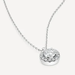 Born 9ct White Gold Lab Grown 0.52ct Halo Diamond Pendant