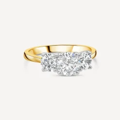 Born 18ct Yellow Gold 2ct 3 Stone Round Brilliant Diamond Ring