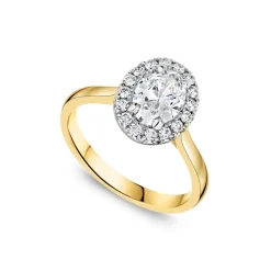 Born 18ct Yellow Gold 1.20ct Lab Grown Oval Halo Diamond Ring