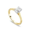 Born 18ct Yellow Gold 1ct Lab Grown Emerald Cut Diamond Ring