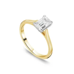 Born 18ct Yellow Gold 1ct Lab Grown Emerald Cut Diamond Ring