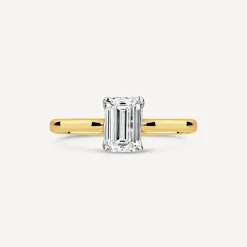 Born 18ct Yellow Gold 1ct Lab Grown Emerald Cut Diamond Ring
