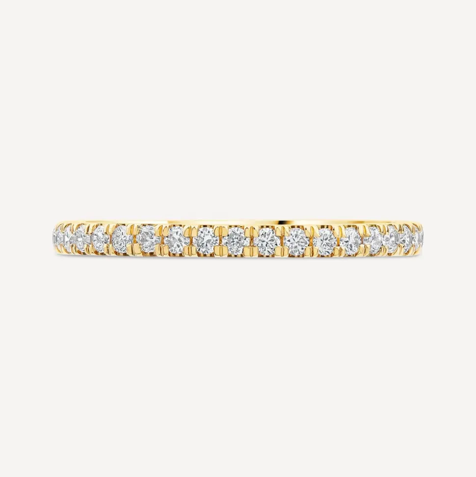 Born 18ct Yellow Gold 0.20ct Lab Grown Diamond Claw Set Half Eternity Wedding Ring