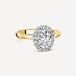 Born 18ct Yellow Gold 1.20ct Lab Grown Oval Halo Diamond Ring