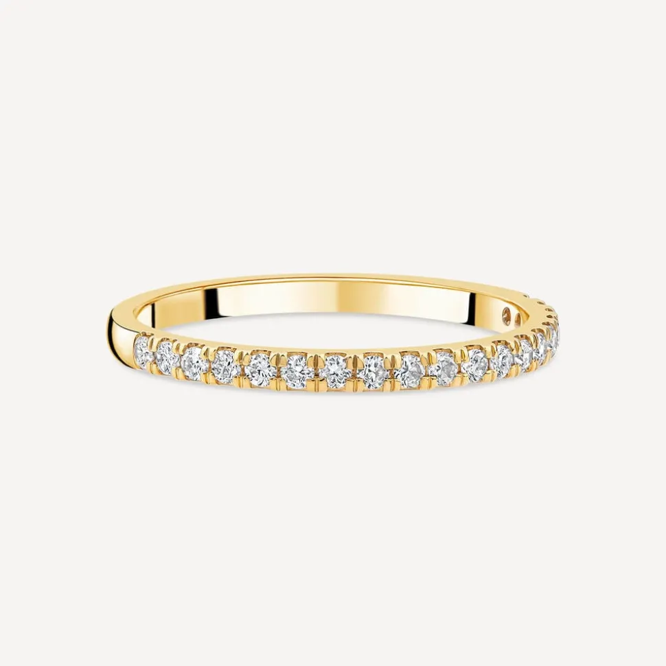 Born 18ct Yellow Gold 0.20ct Lab Grown Diamond Claw Set Half Eternity Wedding Ring