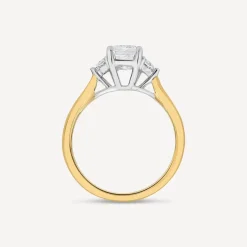Born 18ct Yellow Gold 1.78ct Lab Grown Emerald Centre & Cadillac Shaped Sides Diamond Ring