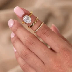 Born 18ct Yellow Gold 1.20ct Lab Grown Oval Halo Diamond Ring