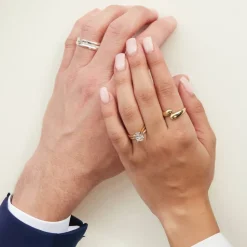 Born 18ct Yellow Gold 0.15ct Lab Grown Diamond Triangle Claw Set Half Eternity Wedding Ring