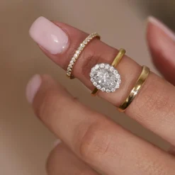Born 18ct Yellow Gold 0.15ct Lab Grown Diamond Triangle Claw Set Half Eternity Wedding Ring