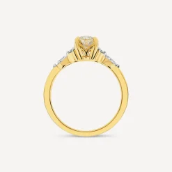 Born 18ct Yellow Gold 1.33ct Yellow Oval Centre & Round/Marquise Lab Grown Diamond Sides Ring