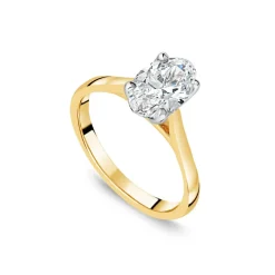 Born 18ct Yellow Gold Lab Grown 1.50ct Solitaire Oval Diamond Ring