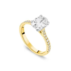 Born 18ct Yellow Gold Lab Grown 1.20ct Oval & Diamond Sides Ring