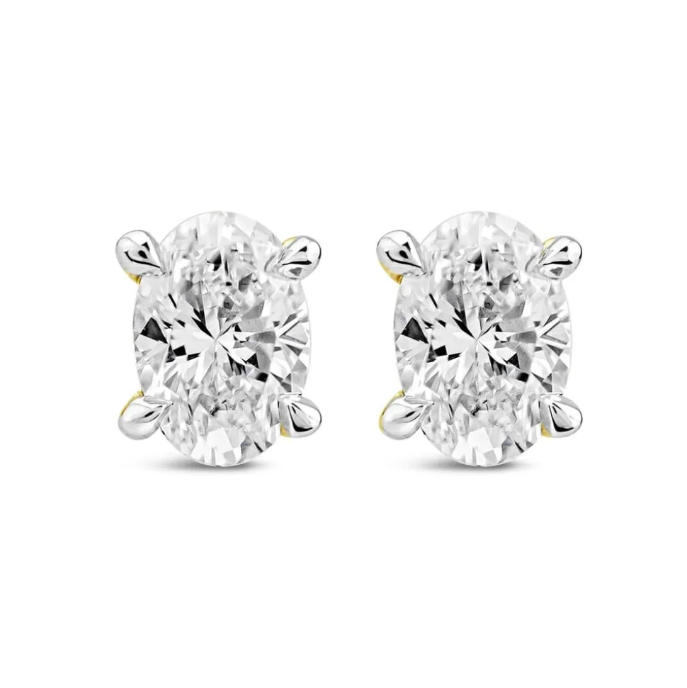 Born 18ct Yellow Gold Lab Grown 0.40ct Diamond Oval Stud Earrings