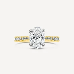 Born 18ct Yellow Gold Lab Grown 1.20ct Oval & Diamond Sides Ring