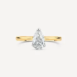 Born 18ct Yellow Gold Lab Grown 1ct Pear Diamond Ring