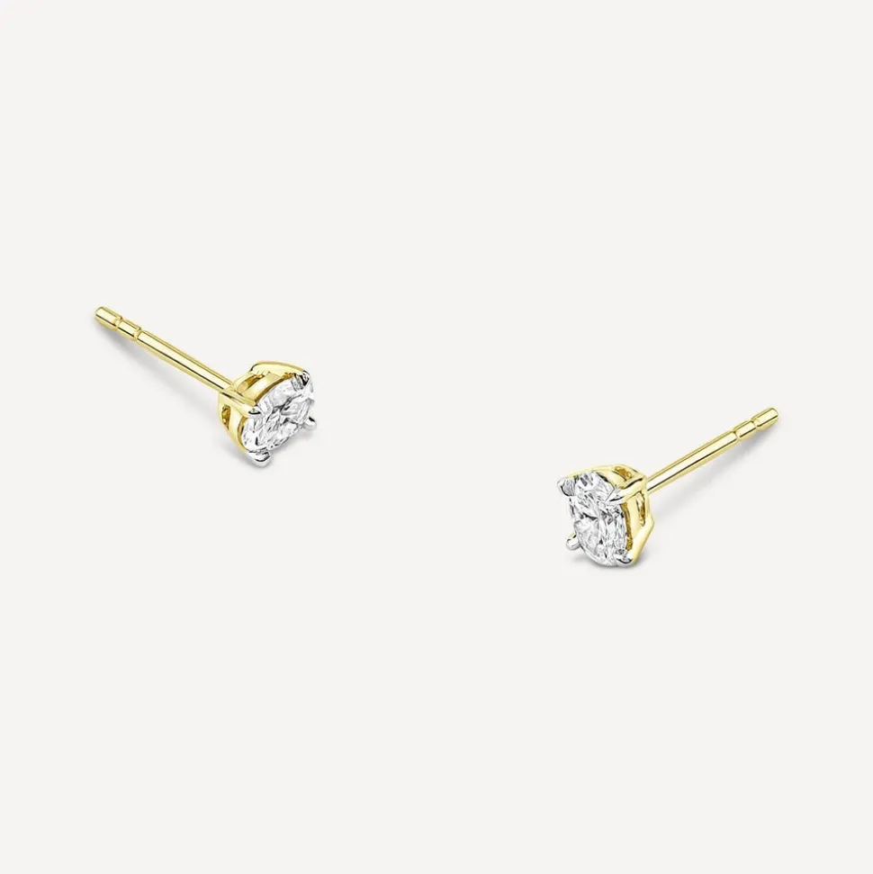 Born 18ct Yellow Gold Lab Grown 0.40ct Diamond Oval Stud Earrings
