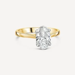 Born 18ct Yellow Gold Lab Grown 1.50ct Solitaire Oval Diamond Ring