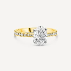 Born 18ct Yellow Gold Lab Grown 1.20ct Oval & Diamond Sides Ring