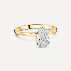 Born 18ct Yellow Gold Lab Grown 1ct Pear Diamond Ring