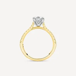 Born 18ct Yellow Gold Lab Grown 1.20ct Oval & Diamond Sides Ring