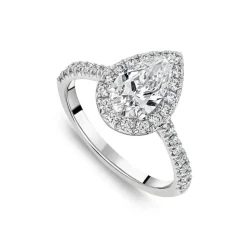 Born Platinum 1.40ct Lab Grown Pear Halo & Diamond Sides Ring
