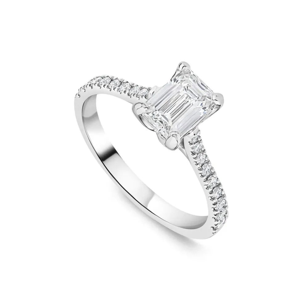 Born Platinum 1.20ct Lab Grown Emerald Cut & Diamond Sides Ring