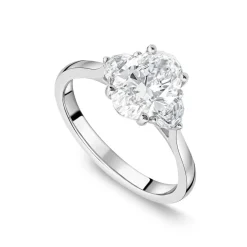 Born Platinum 1.78ct Lab Grown Oval Centre & Half Moon Shaped Sides Diamond Ring