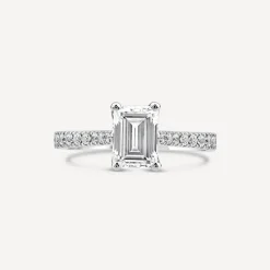 Born Platinum 1.20ct Lab Grown Emerald Cut & Diamond Sides Ring