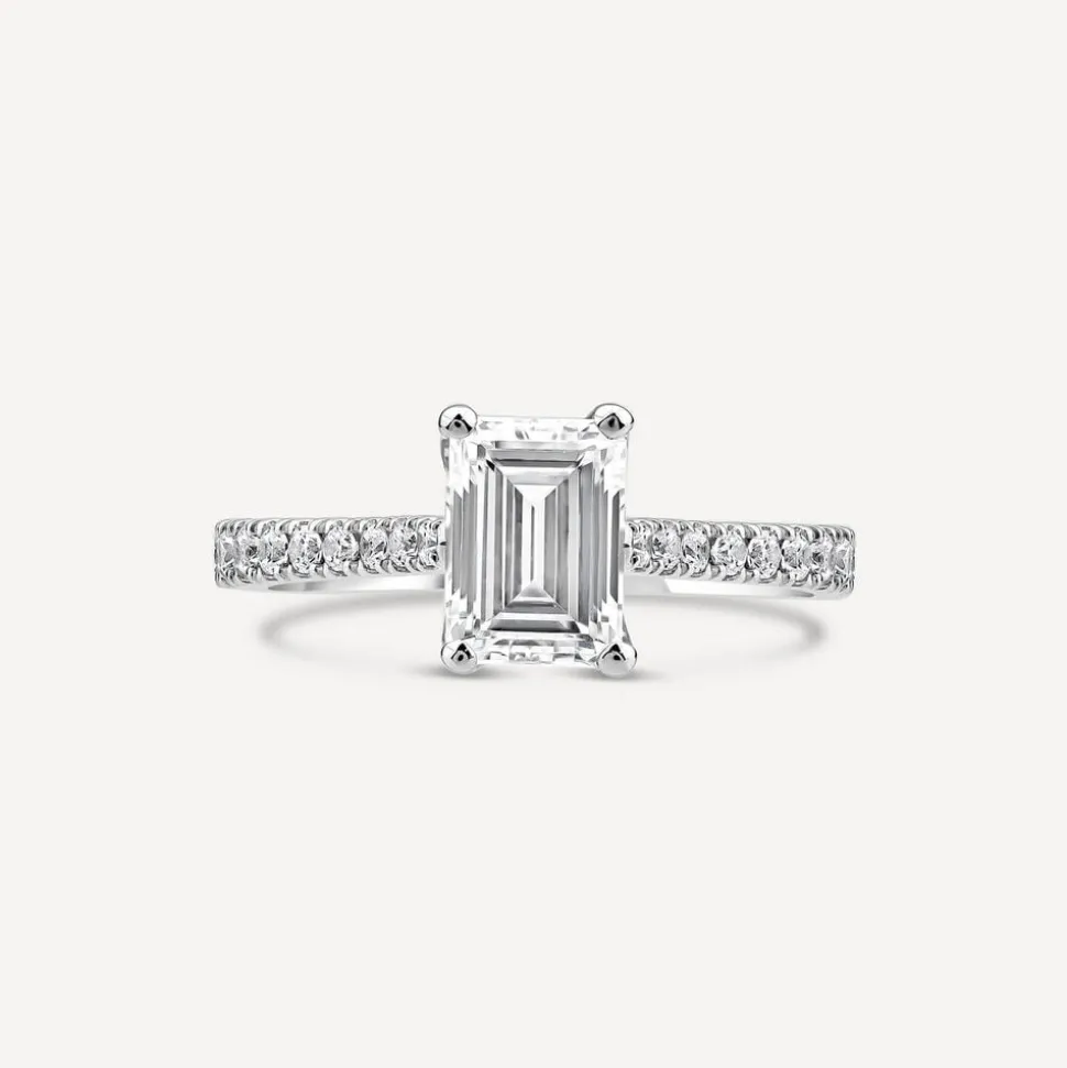 Born Platinum 1.20ct Lab Grown Emerald Cut & Diamond Sides Ring