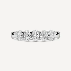 Born Platinum 0.90ct Lab Grown 5 Stone Oval Half Eternity Diamond Ring