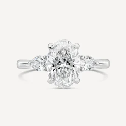Born Platinum 2.40ct Lab Grown Oval Centre & Pear Sides Diamond Ring